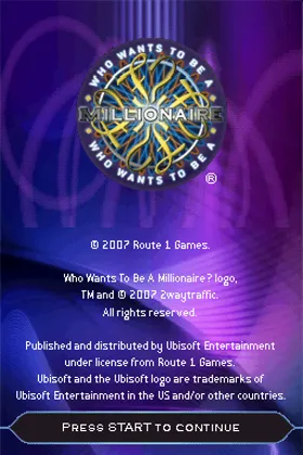 Who Wants to Be a Millionaire (Europe) (En,Fr,De,Es,It,Nl) screen shot title